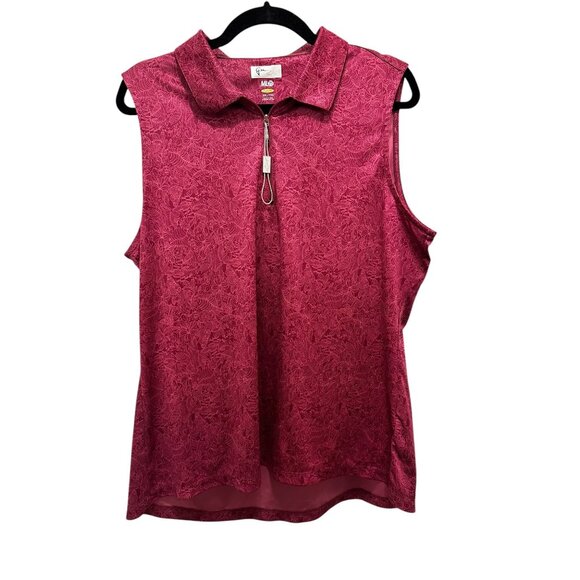 Greg Norman ML75 Womens Sleeveless 1/4 Zip Polo XXL Floral Print Moisture Wickin - Picture 1 of 6